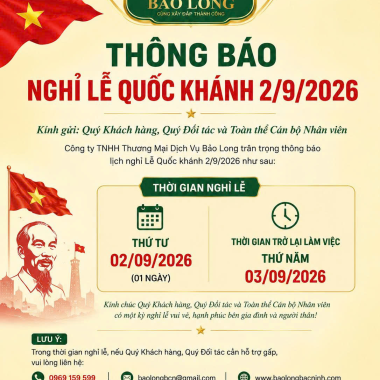 Thông báo nghỉ lễ mùng 02/9