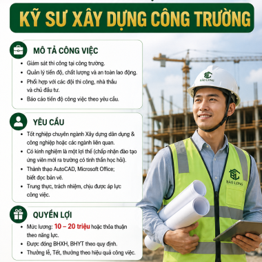 TUYỂN DỤNG KỸ SƯ XÂY DỰNG HIỆN TRƯỜNG